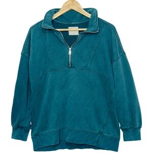 Abercrombie & Fitch Soft A&F Max Essential Green Half Zip Mock Sweatshirt Size M